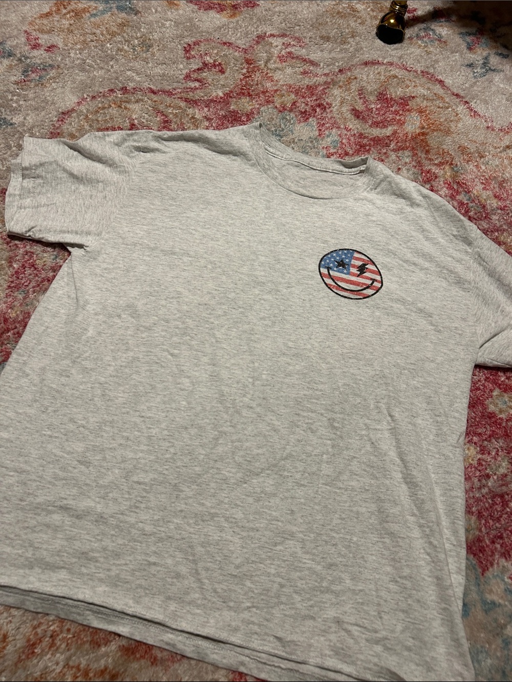 Light Gray T-Shirt with American Flag Patch